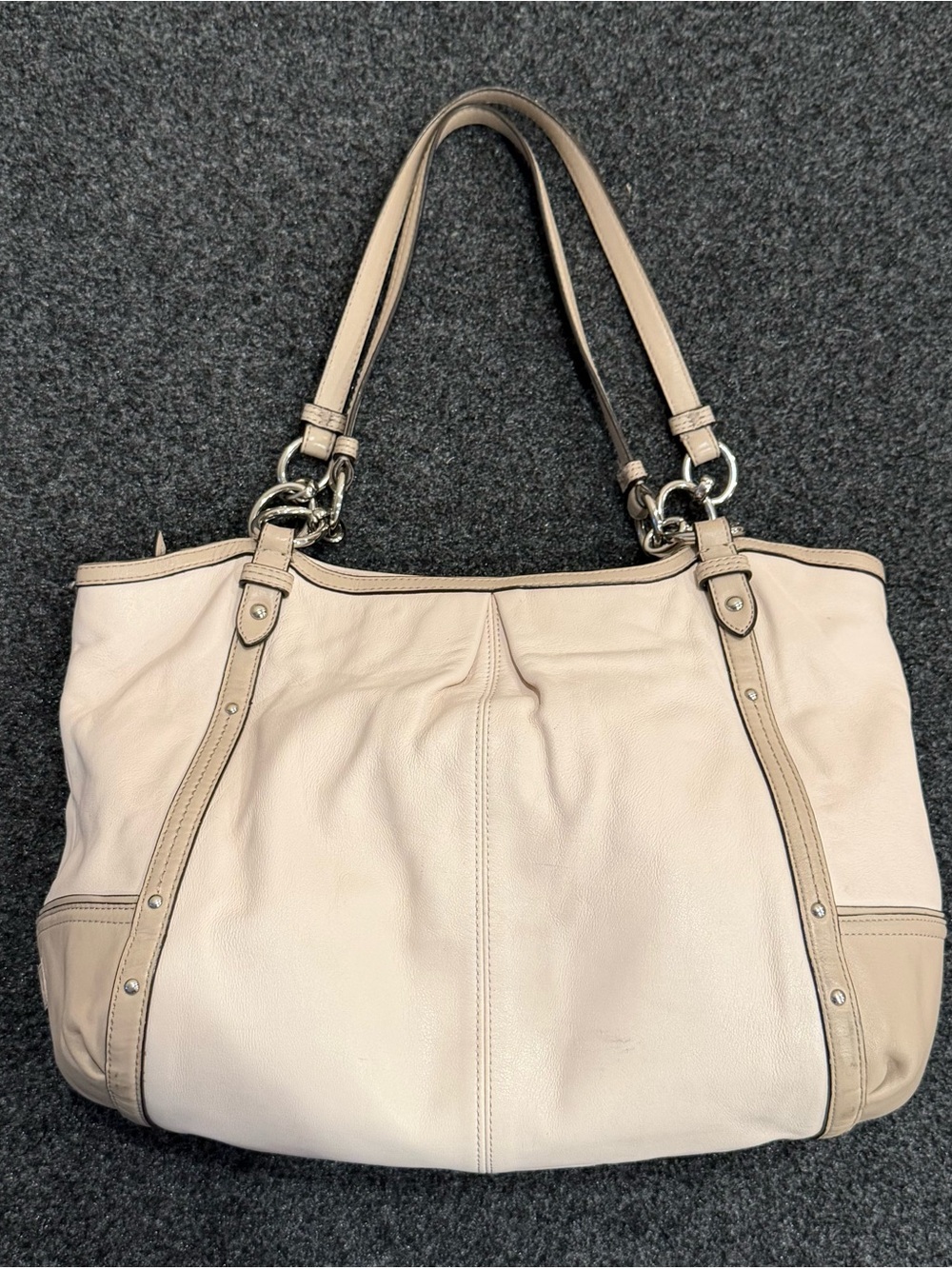 Coach Alexandria Leather Shoulder Bag with Taupe Trim